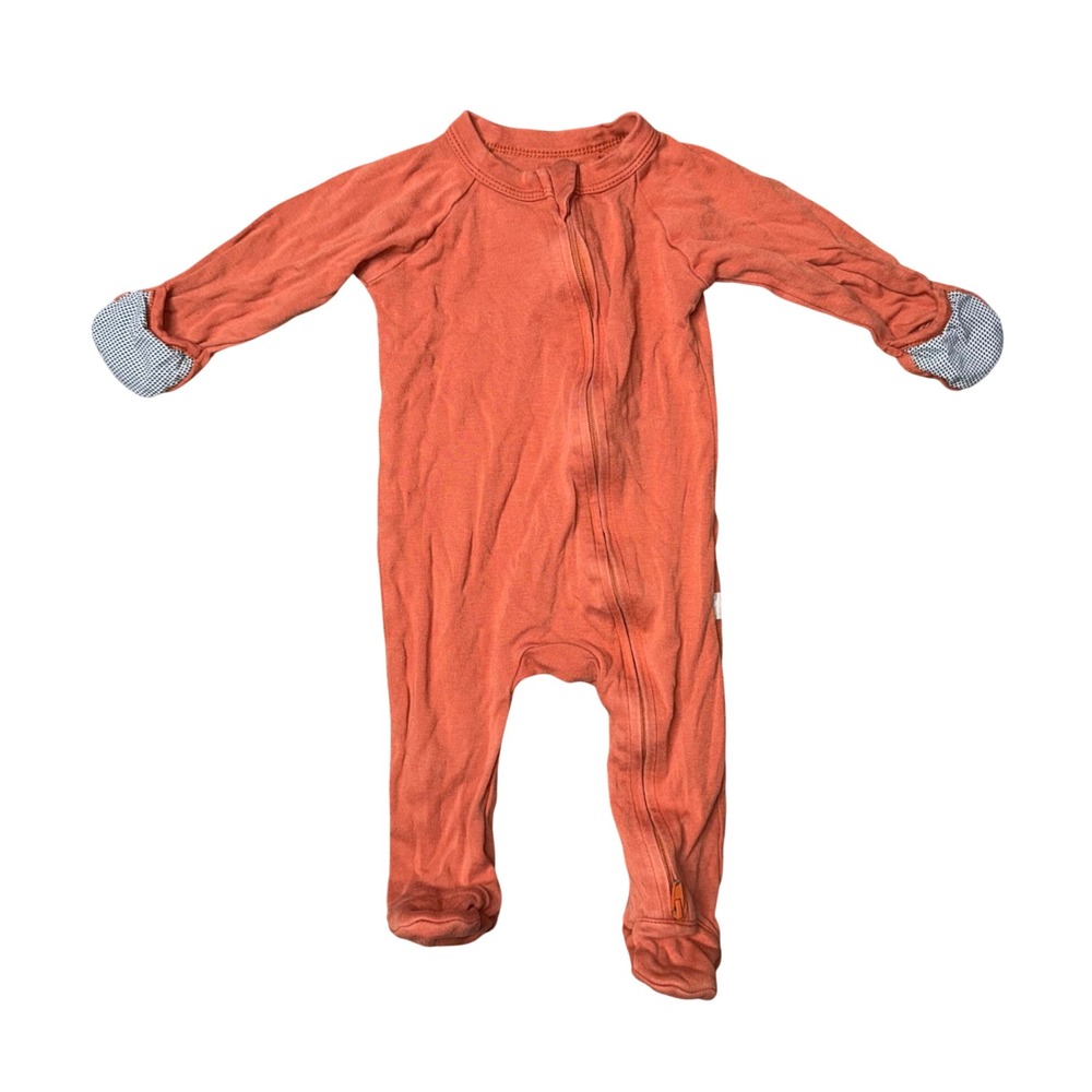 Goumi x Babylist Footie Sleeper Baby 3-6M Orange Excellent Bamboo Cotton Zip